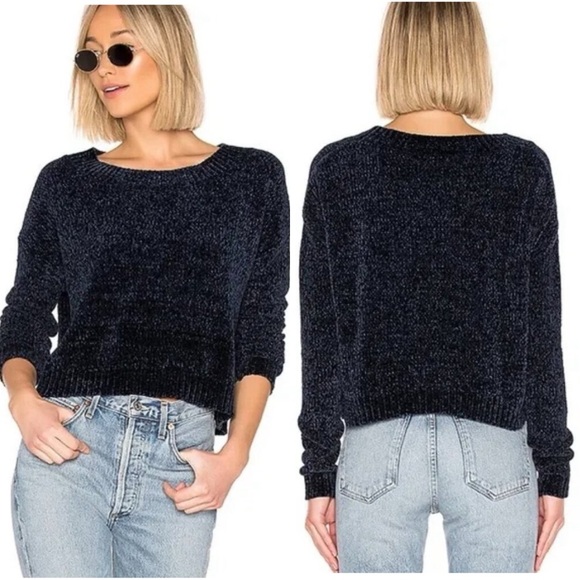 Lovers + Friends Sweaters - LOVERS + FRIENDS Wells Chenille Blue Sweater Pullover Top